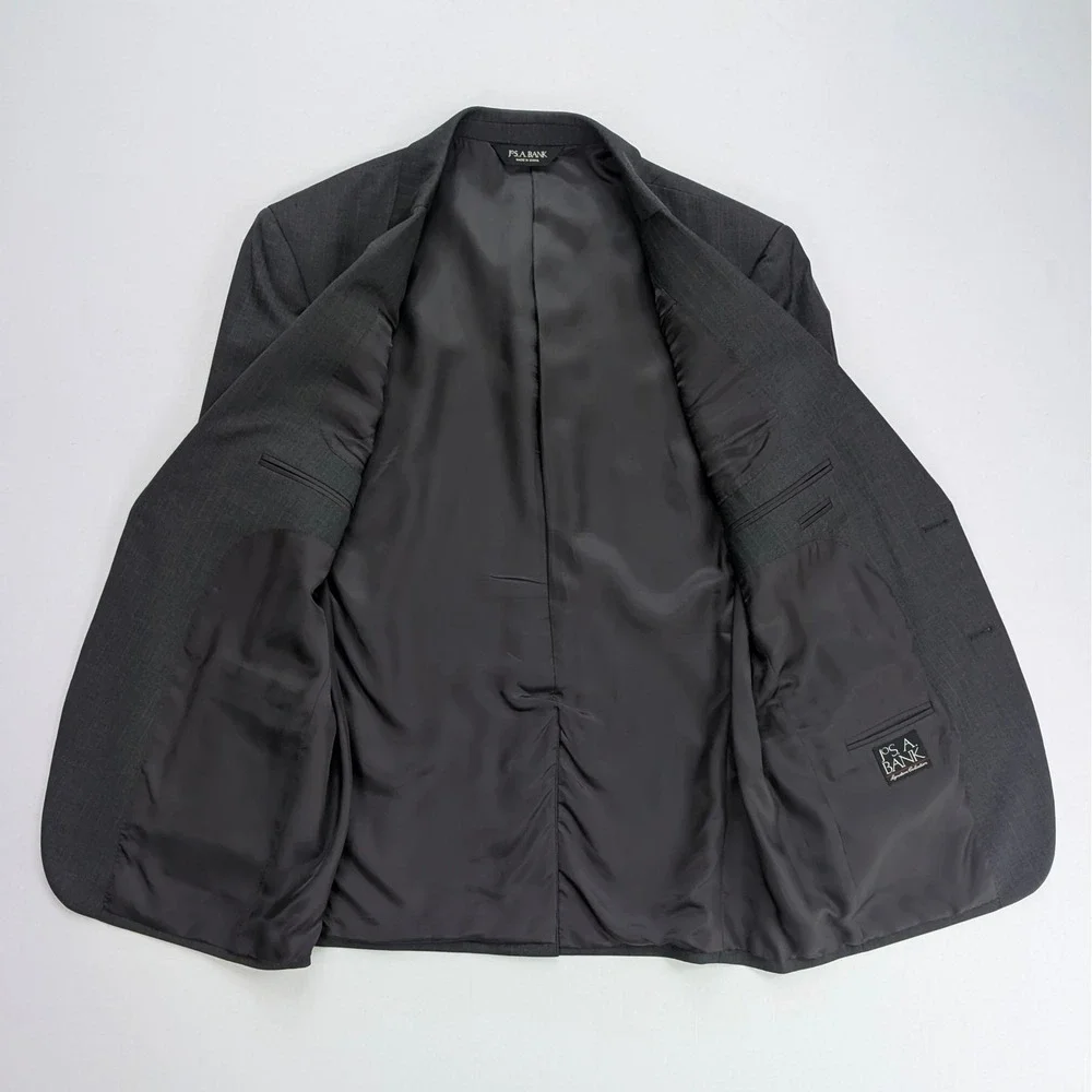 🧥 Jos A Bank Signature 100% Wool Blazer Charcoal Gray 44R Classic